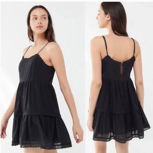 Urban Outfitters Black Babydoll Tiered Dress